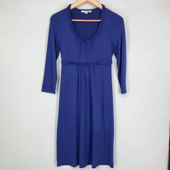 Boden | Dresses | Boden Dress 4 Blue Jersey Knit Scoop Neck 34 Sleeve |  Poshmark